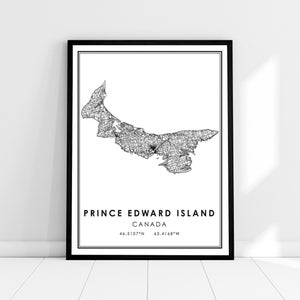 Carte de l’Île-du-Prince-Édouard imprimer une toile d’affiche | Feuille de route de l’Île-du-Prince-Édouard imprimer une affiche sur toile