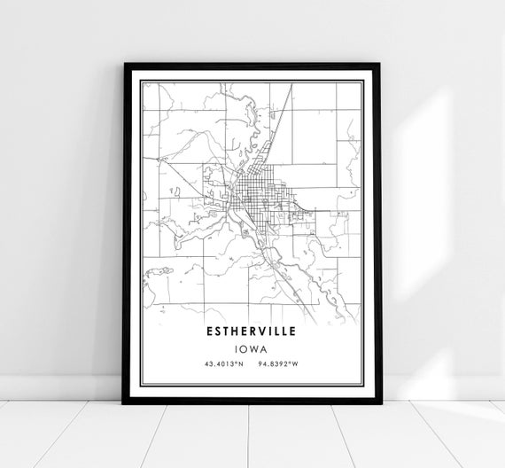 Estherville Map Print Poster Canvas Iowa Map Print Poster Etsy