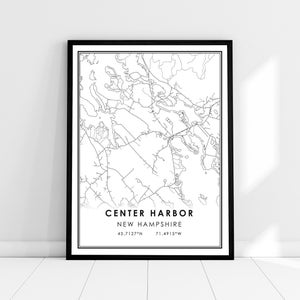 Center Harbor map print poster canvas | New Hampshire map print poster canvas | Center Harbor city map print poster canvas