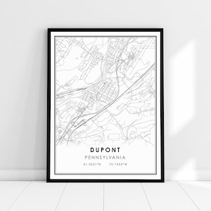 Dupont Pennsylvania map print poster canvas | Pennsylvania map print poster canvas | Dupont Pennsylvania city map print poster canvas