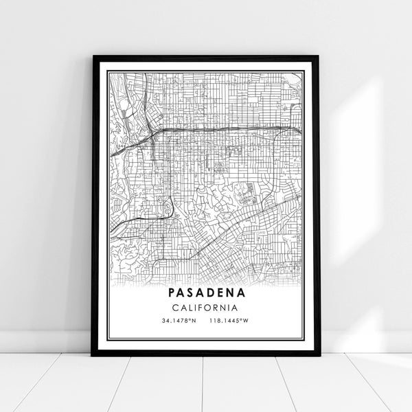 Pasadena Map Etsy