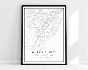 Murrells Inlet South Carolina map print poster canvas | South Carolina map print poster canvas | Murrells Inlet city map print poster canvas