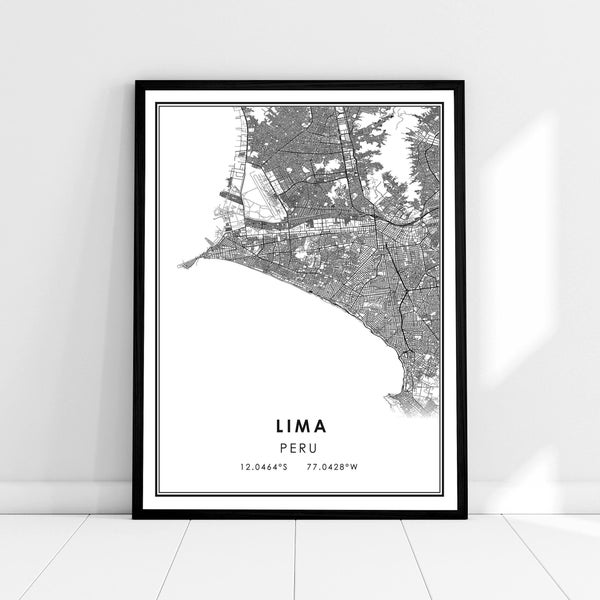 Lima map print poster canvas | Peru map print poster canvas | Lima city map print poster canvas