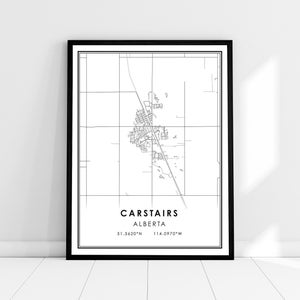 Carstairs map print poster canvas | Alberta map print poster canvas | Carstairs city map print poster canvas
