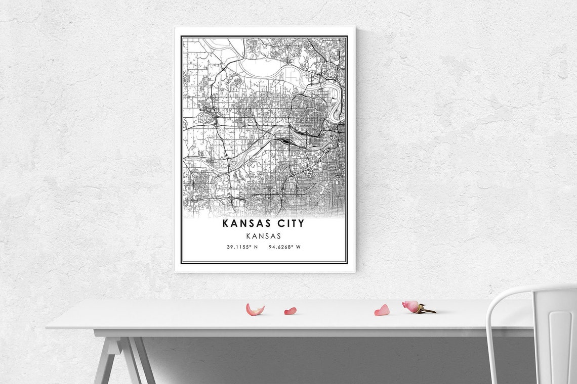 Kansas City map print poster canvas Kansas City Kansas map Etsy