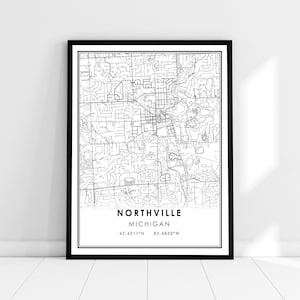Northville map print poster canvas | Michigan map print poster canvas | Northville city map print poster canvas