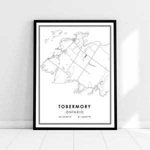 Tobermory map print poster canvas | Ontario map print poster canvas | Tobermory city map print poster canvas