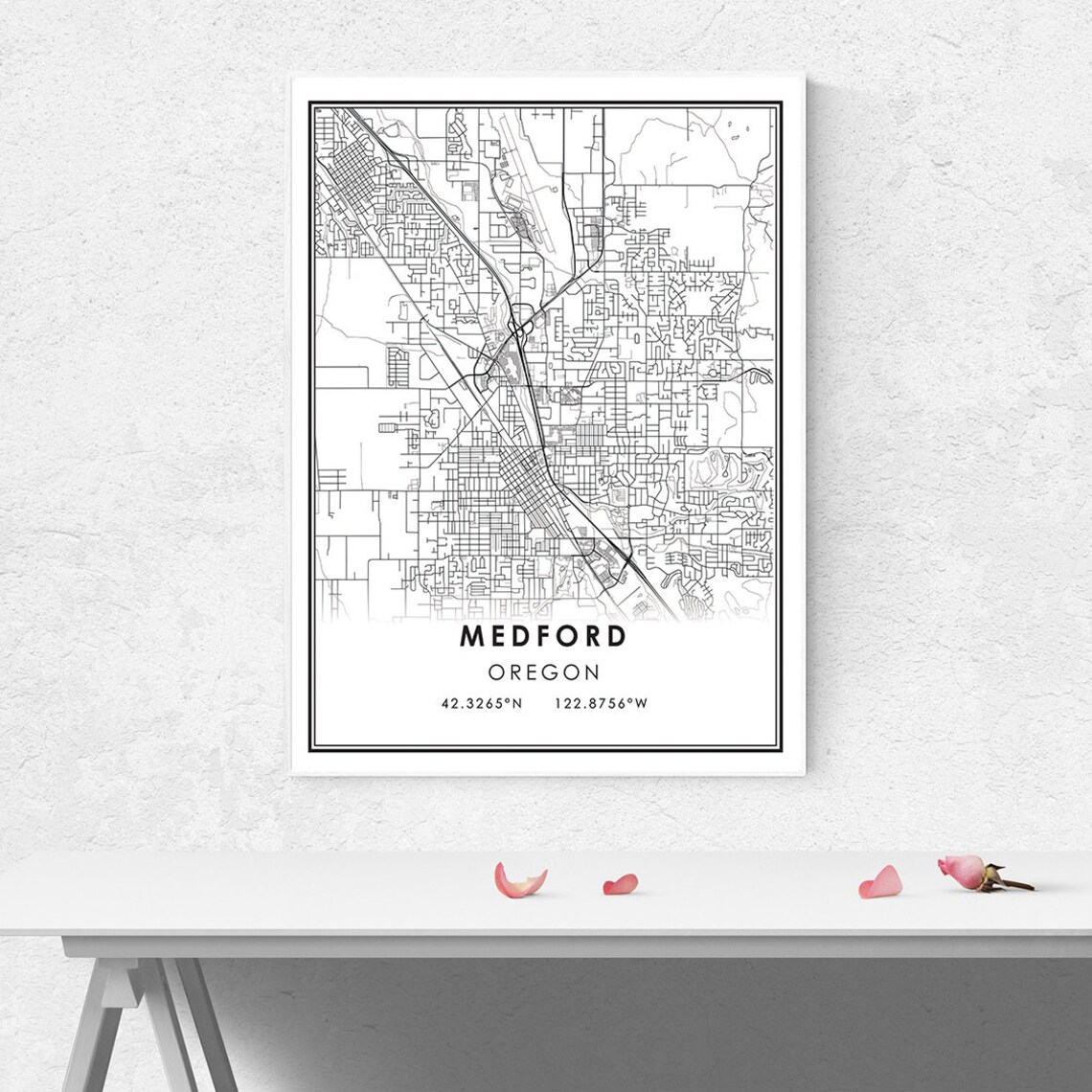 Medford map print poster canvas Medford Oregon Street map | Etsy