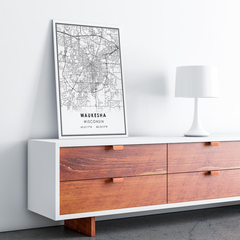 Waukesha map print poster canvas Wisconsin map print poster canvas Waukesha city map print poster canvas Bild 7