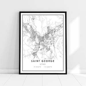 Saint George map print poster canvas | Utah Street map print poster canvas | Saint George city map print poster canvas