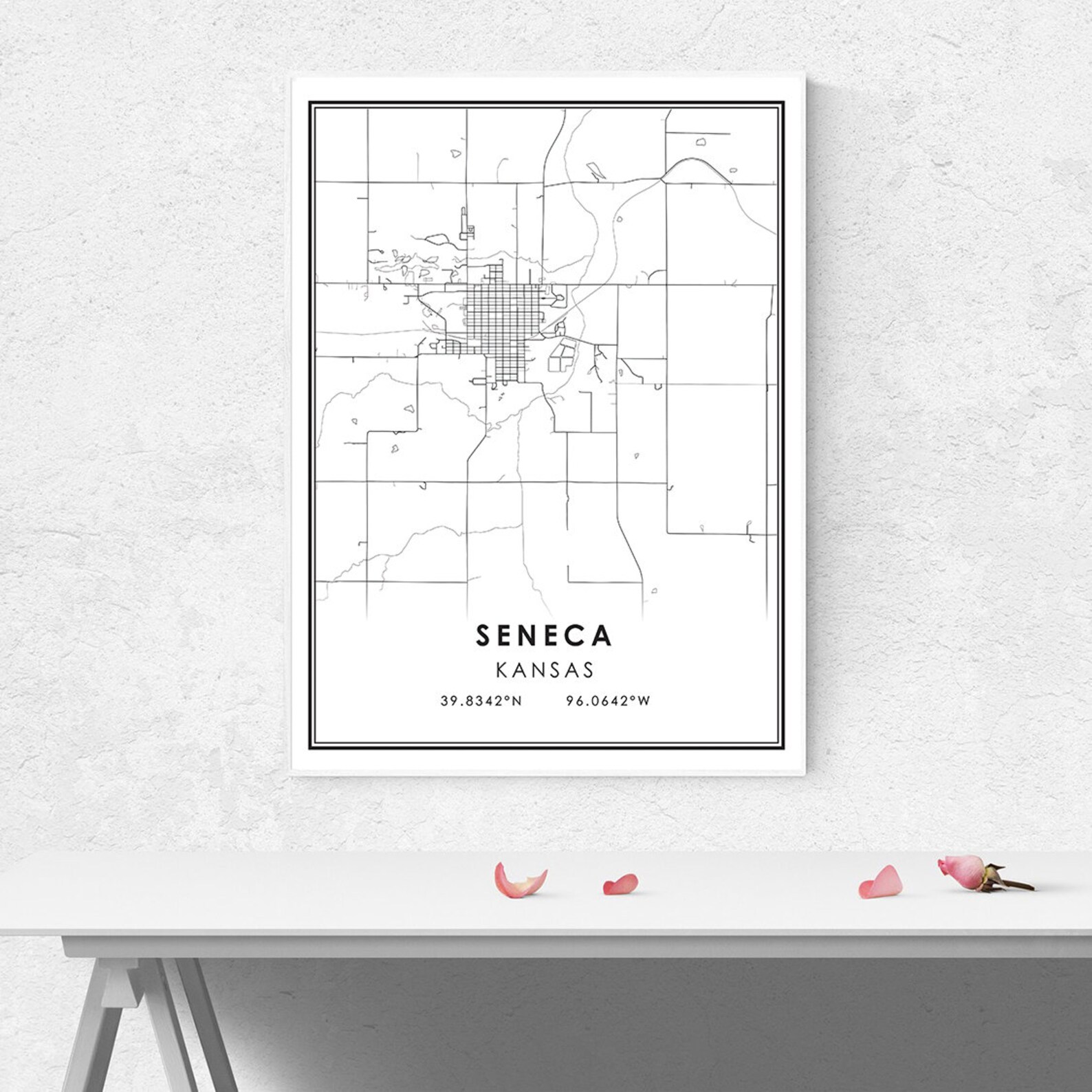 Seneca map print poster canvas Kansas map print poster Etsy