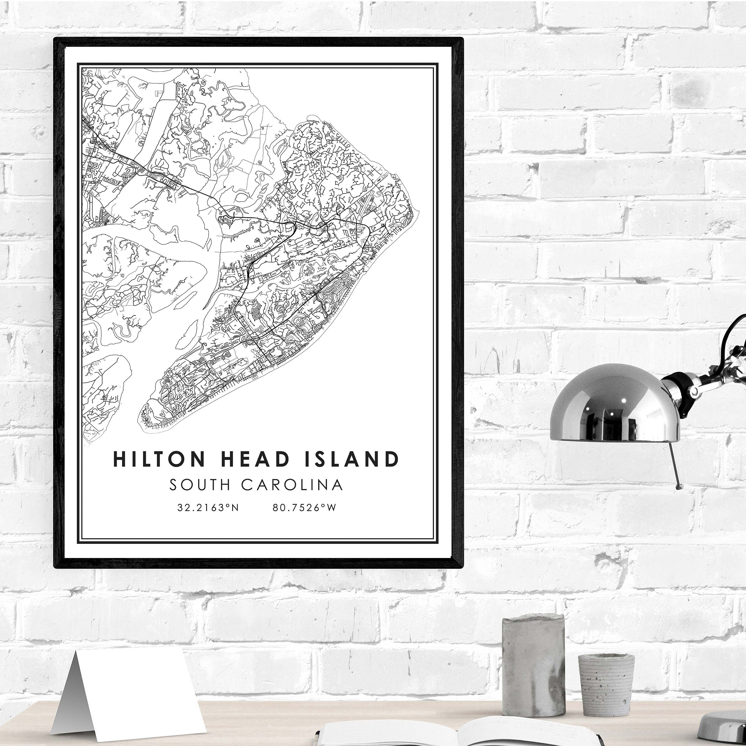 Hilton Head Island map print poster canvas Hilton Head | Etsy