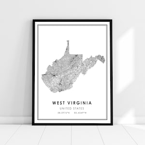 West Virginia United States map print poster canvas | West Virginia United States road map print poster canvas