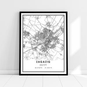 Zagazig map print poster canvas | Egypt map print poster canvas | Zagazig city map print poster canvas