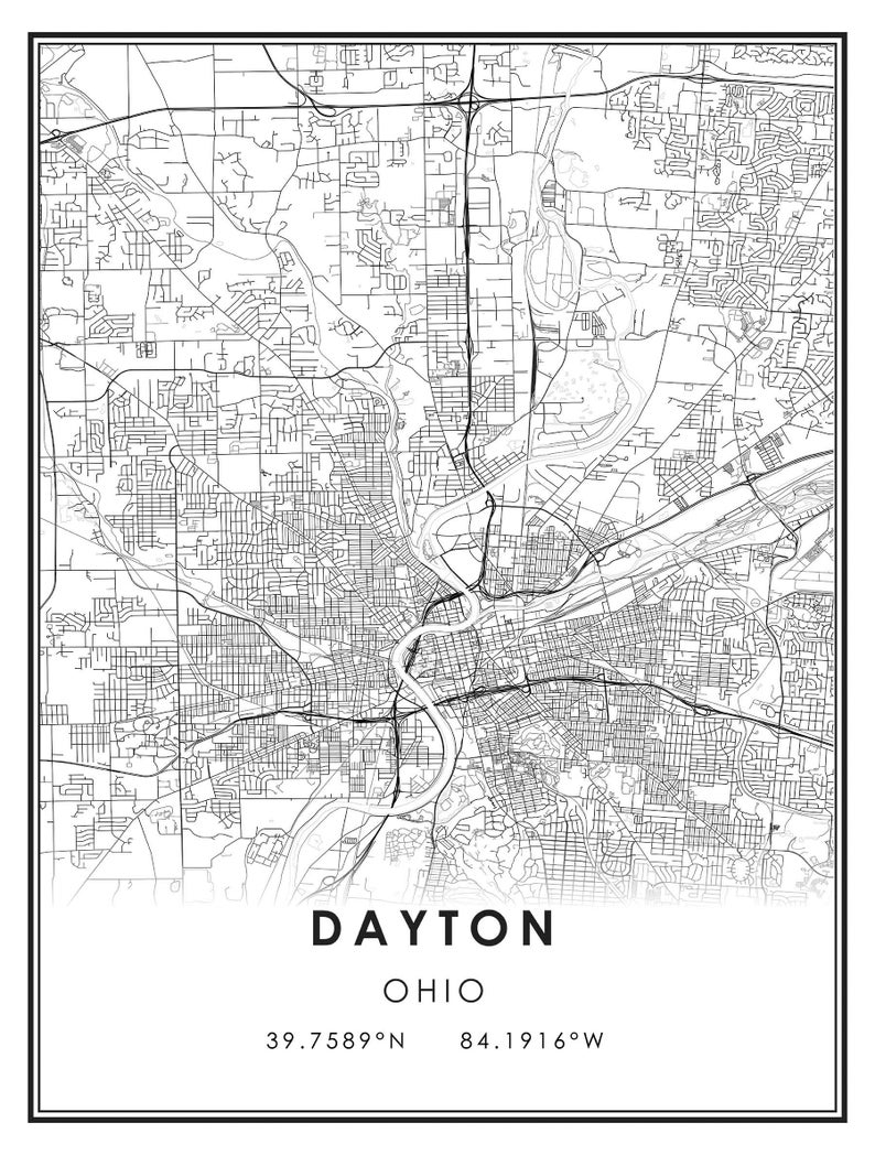 Dayton Ohio map print poster canvas Dayton Ohio city map | Etsy