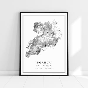 Uganda map print poster canvas | Uganda map print poster canvas | Uganda city map print poster canvas