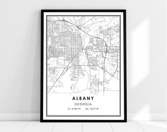 Albany map print poster canvas | Georgia map print poster canvas | Albany city map print poster canvas