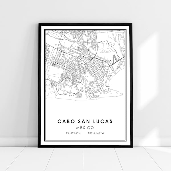 Cabo San Lucas map print poster canvas | Mexico map print poster canvas | Cabo San Lucas city map print poster canvas