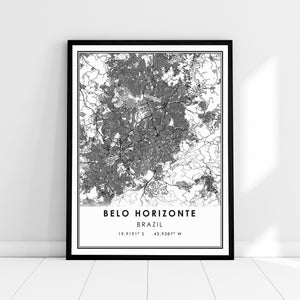 Belo Horizonte map print poster canvas | Brazil map print poster canvas | Belo Horizonte city map print poster canvas |Belleville modern map
