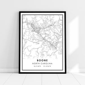 Boone map print poster canvas | North Carolina map print poster canvas | Boone city map print poster canvas