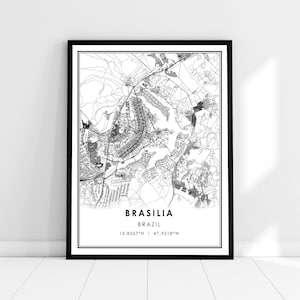Lienzo de póster de impresión de mapa de Brasilia / Lienzo de póster de impresión de mapa de Brasilia / Lienzo de póster de impresión de mapa de Brasilia
