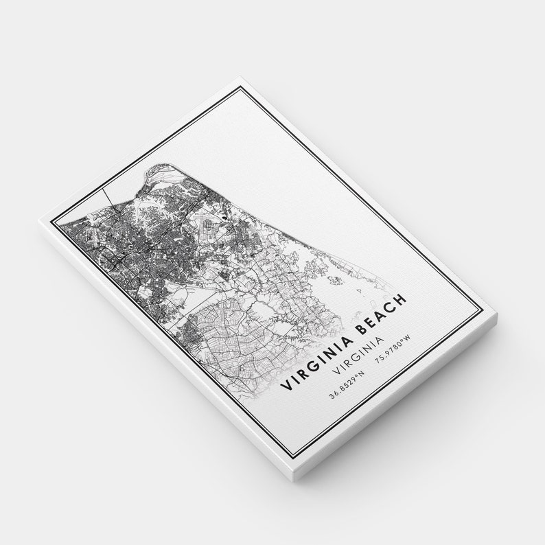 Virginia Beach Map Print Poster Canvas Virginia Map Print - Etsy