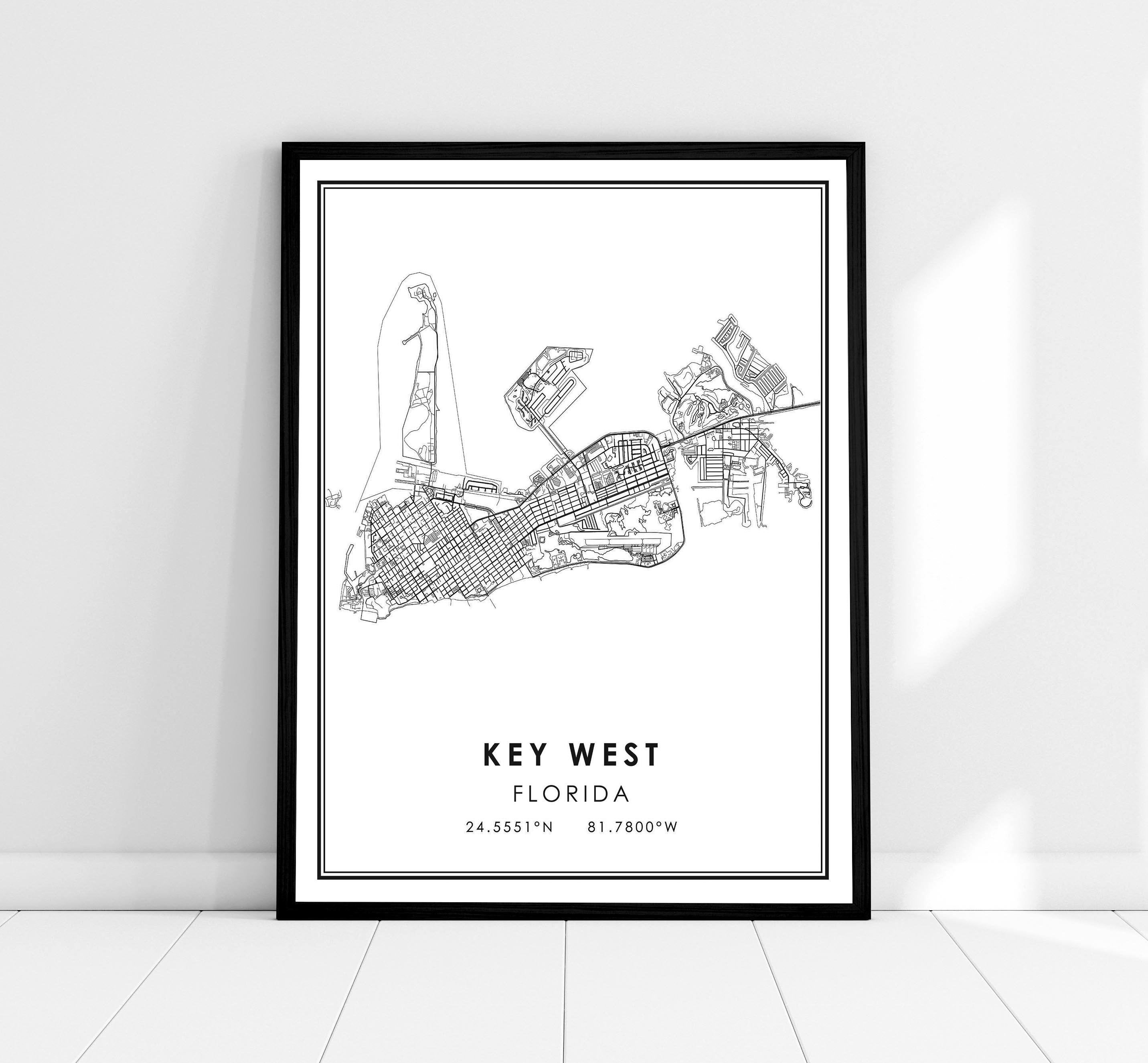 Key West Framed Wall Decor Black and White: A Key West Fishing Pier