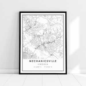 Mechanicsville Virginia map print poster canvas | Mechanicsville city map print poster canvas
