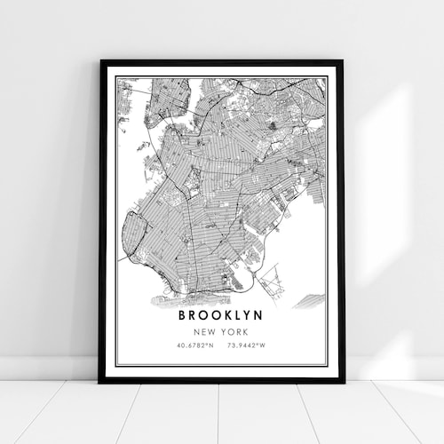 Brooklyn Neighborhood Map Print Handlettered Map of - Etsy