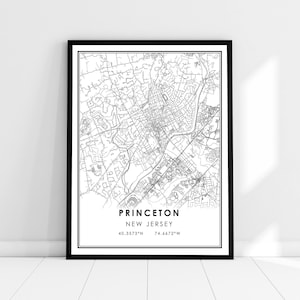 Princeton map print poster canvas | New Jersey map print poster canvas | Princeton city map print poster canvas