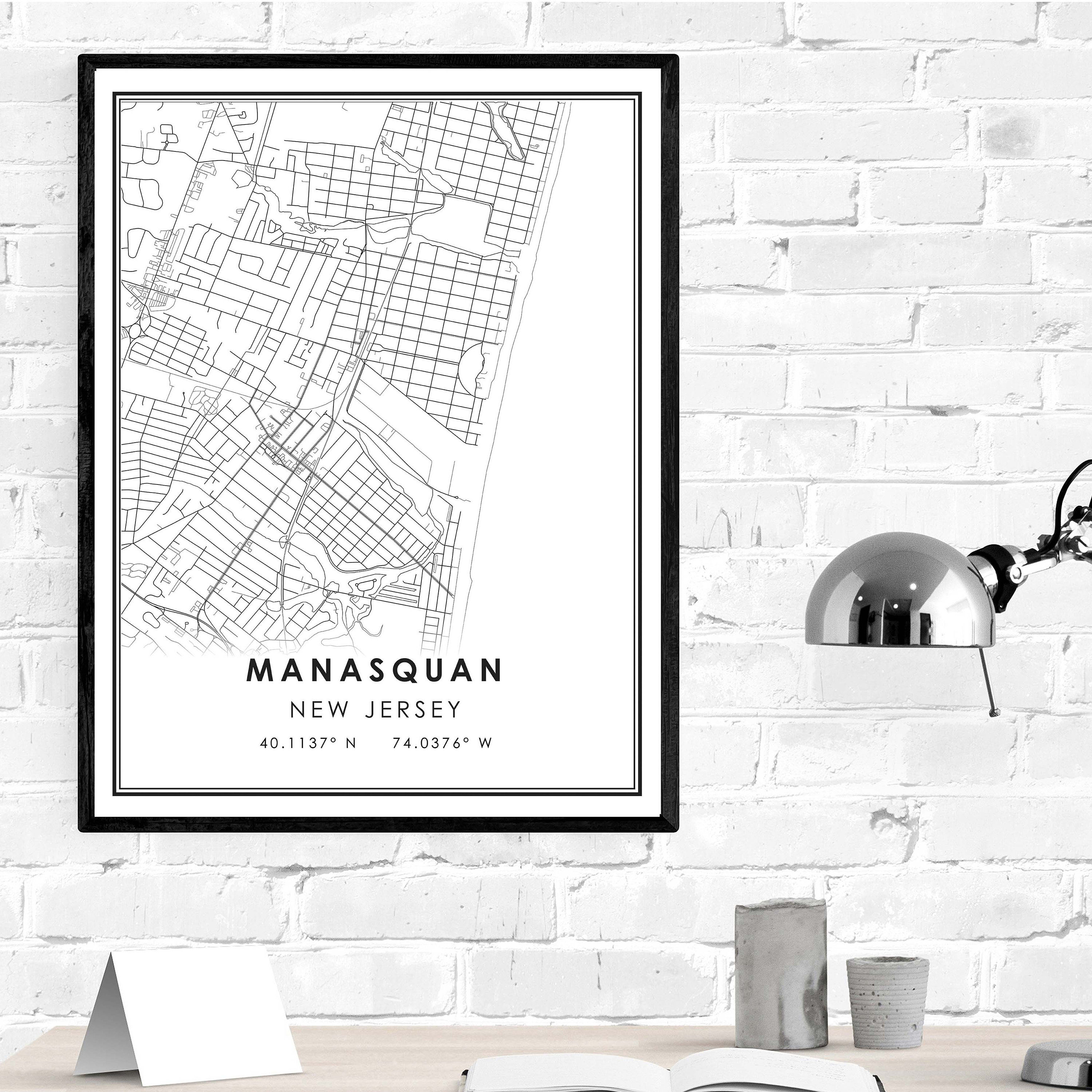 Manasquan map print poster canvas Manasquan Street map New Etsy