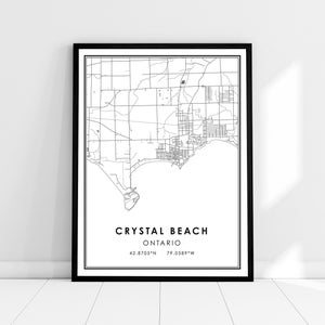 Crystal Beach carte imprimer poster toile | Carte de l’Ontario imprimer la toile de l’affiche | Carte de la ville de Crystal Beach imprimer poster canvas