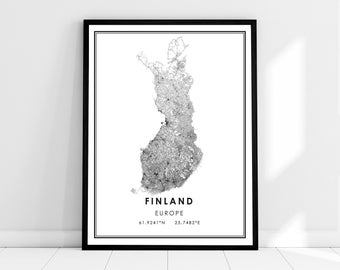 Finland country map print poster canvas | Finland Country road map print poster canvas