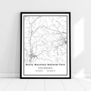 Carte du parc national des Montagnes Rocheuses imprimer une toile d’affiche | Carte du Colorado imprimer la toile d’affiche | Carte de la ville des montagnes Rocheuses imprimer la toile de l’affiche