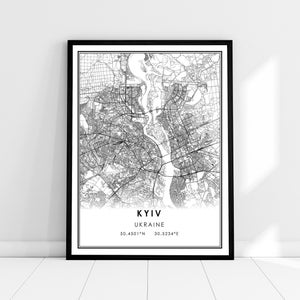 Kyiv map print poster canvas | Ukraine map print poster canvas | Kyiv city map print poster canvas