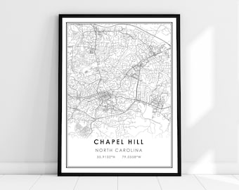 Chapel Hill map print poster canvas | North Carolina map print poster canvas | Chapel Hill city map print poster canvas
