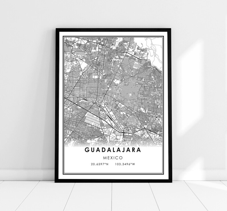 Guadalajara map print poster canvas Mexico map print poster canvas Guadalajara city map print poster canvas image 1