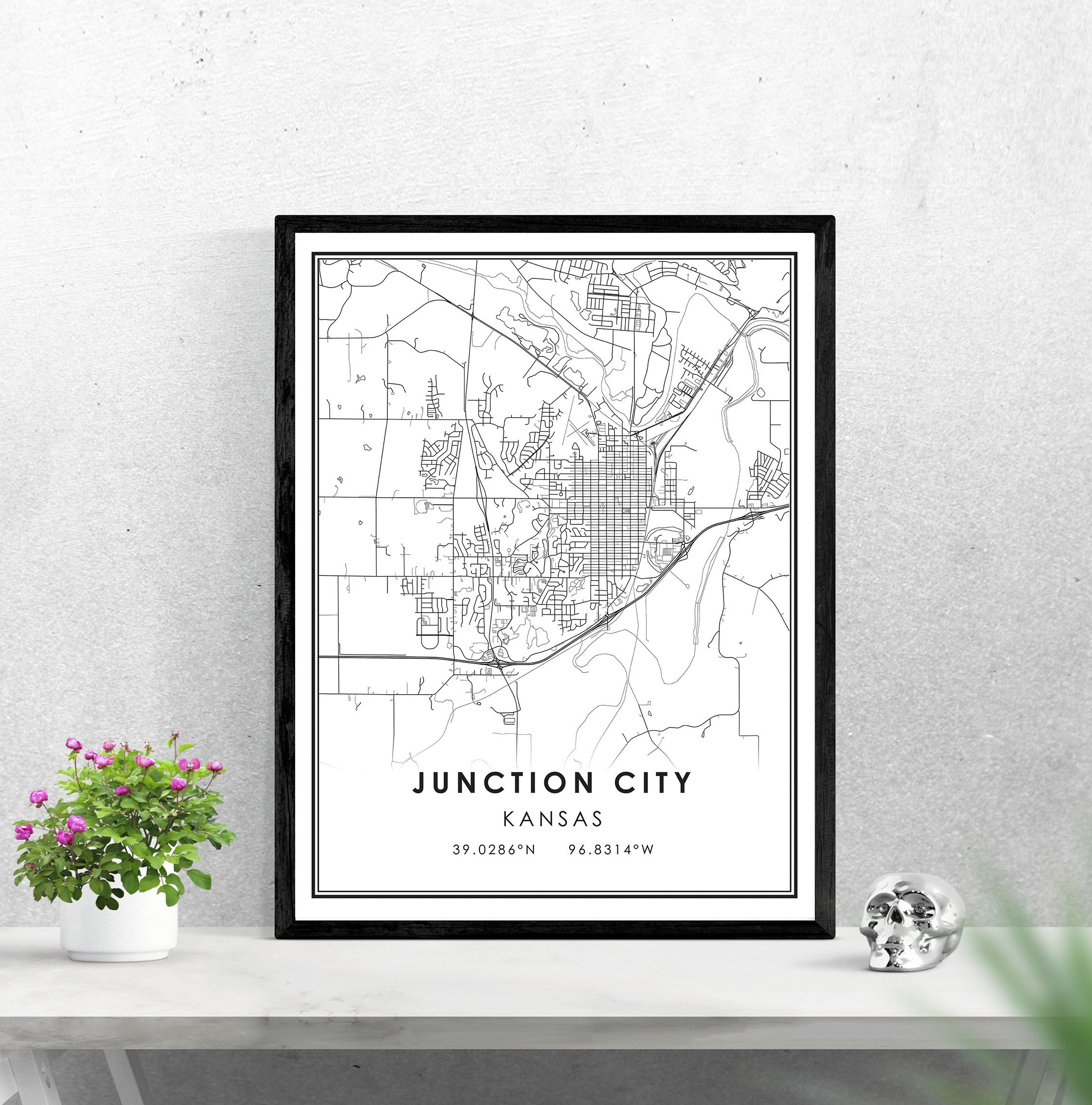 Junction City map print poster canvas Junction City Kansas Etsy