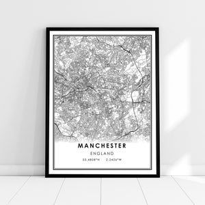 Manchester map print poster canvas | England map print poster canvas | Manchester city map print poster canvas