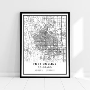 Fort Collins map print poster canvas | Colorado map print poster canvas | Fort Collins city map print poster canvas