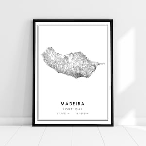 Madeira map print poster canvas | Portugal map print poster canvas | Madeira city map print poster canvas