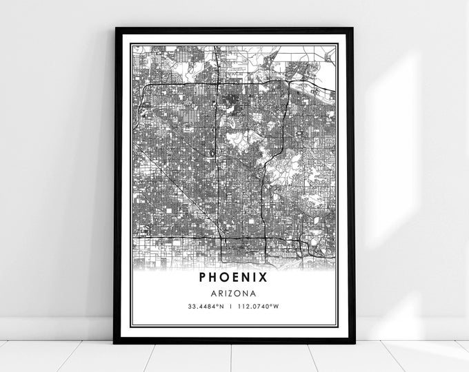 Metropolitan Phoenix Arterial Wall Map With ZIP Codes 2 Sizes Etsy