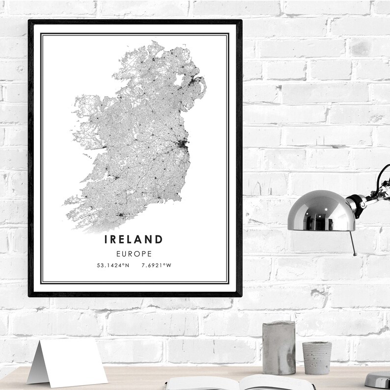 Ireland country map print poster canvas Ireland Country city Etsy