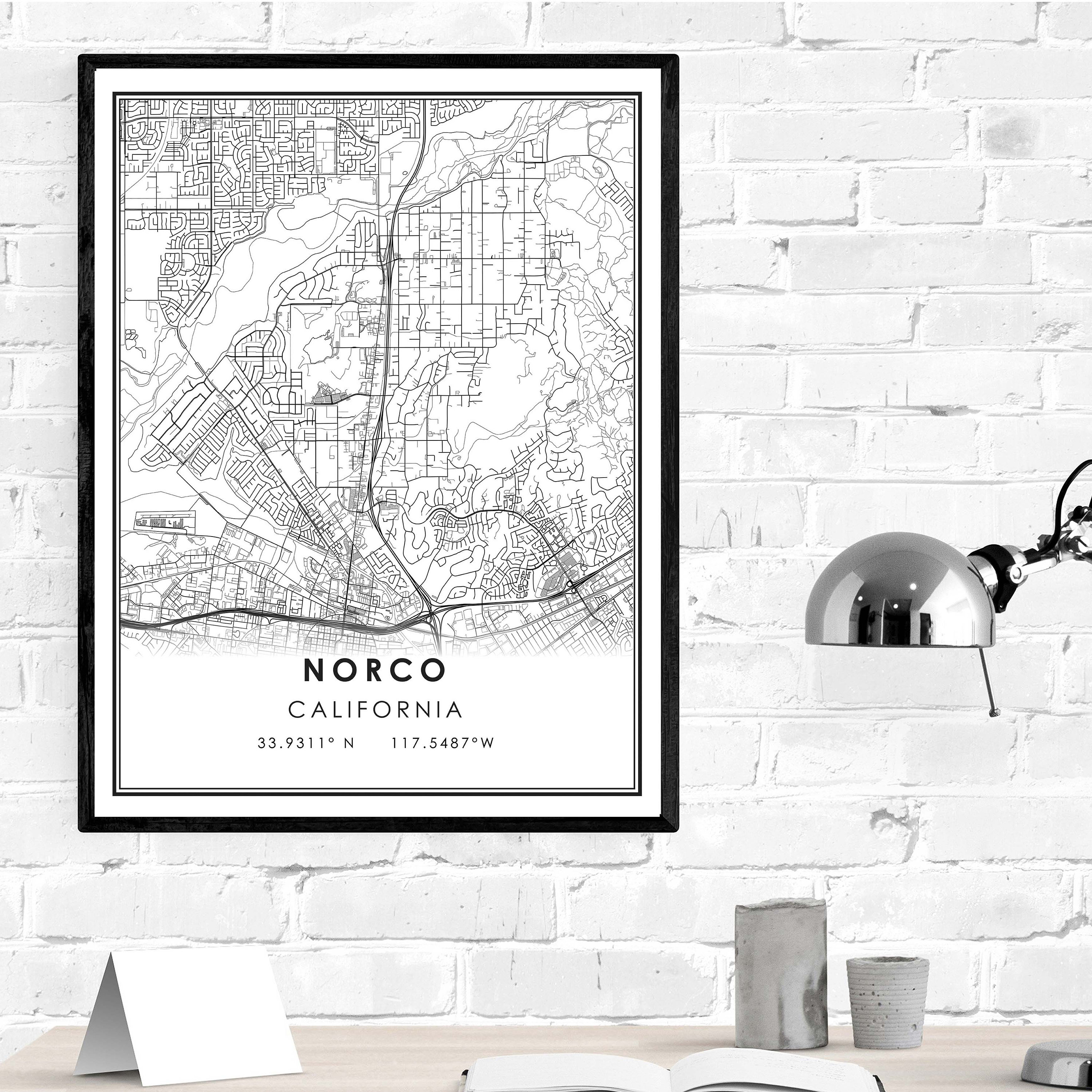 Norco map print poster canvas Norco Street map California Etsy