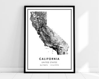 California United States map print poster canvas | California United States road map print poster canvas