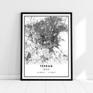 Tehran map print poster canvas | Iran map print poster canvas | Tehran map print poster canvas