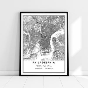 Philadelphia map print poster canvas | Pennsylvania map print poster canvas | Philadelphia city map print poster canvas
