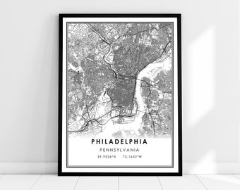 Philadelphia map print poster canvas | Pennsylvania map print poster canvas | Philadelphia city map print poster canvas