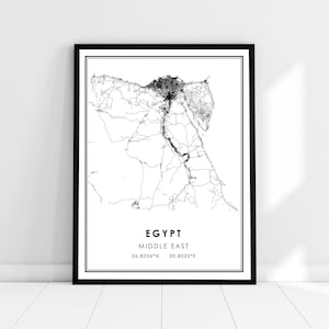 Carte du pays égyptien imprimer poster canvas | Carte routière du pays égyptien imprimer poster canvas