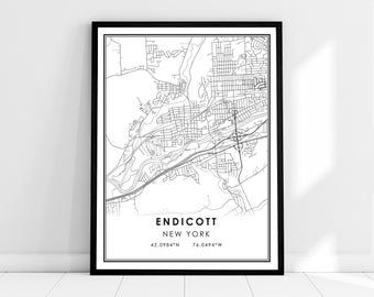 Endicott map print poster canvas | Endicott map print poster canvas | Endicott city map print poster canvas